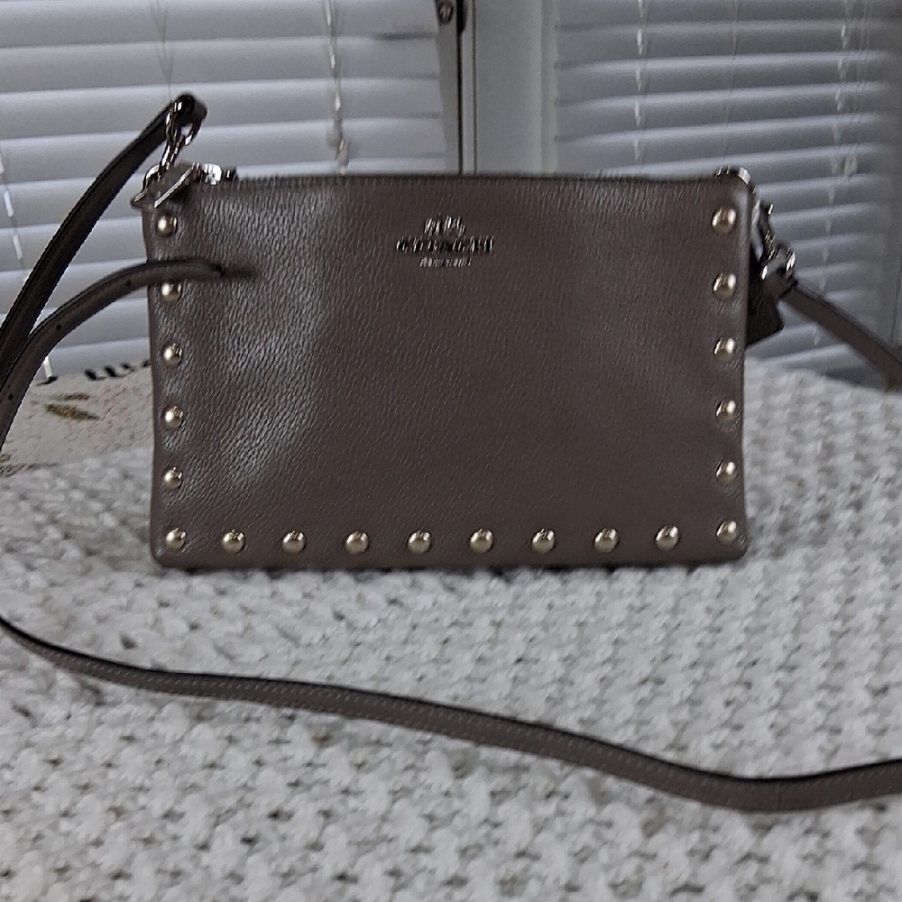 Coach Gray Studded Woman Crossbody Bag - Picture 4 of 15